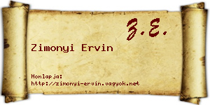 Zimonyi Ervin névjegykártya